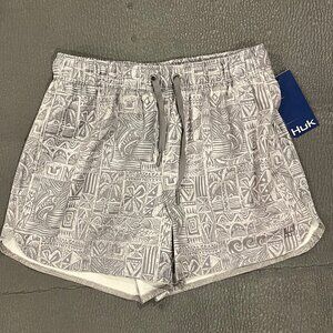 Huk Women's Grey Tropical Print Shorts, Size XSmall